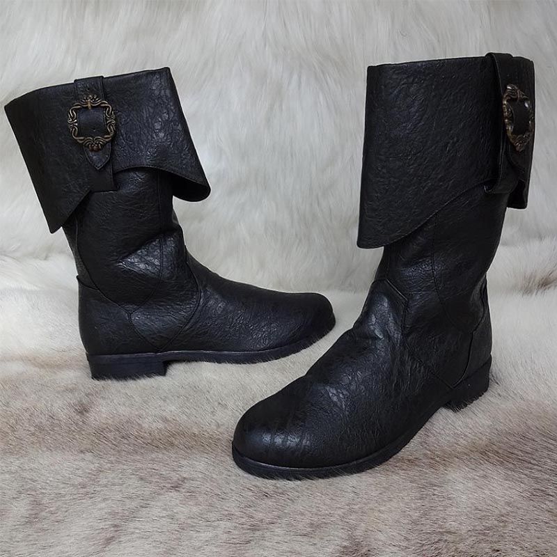 black leather look boots